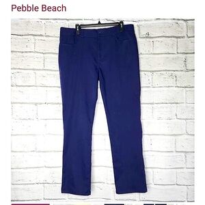 Pebble Beach Men’s Solid Navy Straight Leg (W32xL30) Golf Pocket Trouser Pants